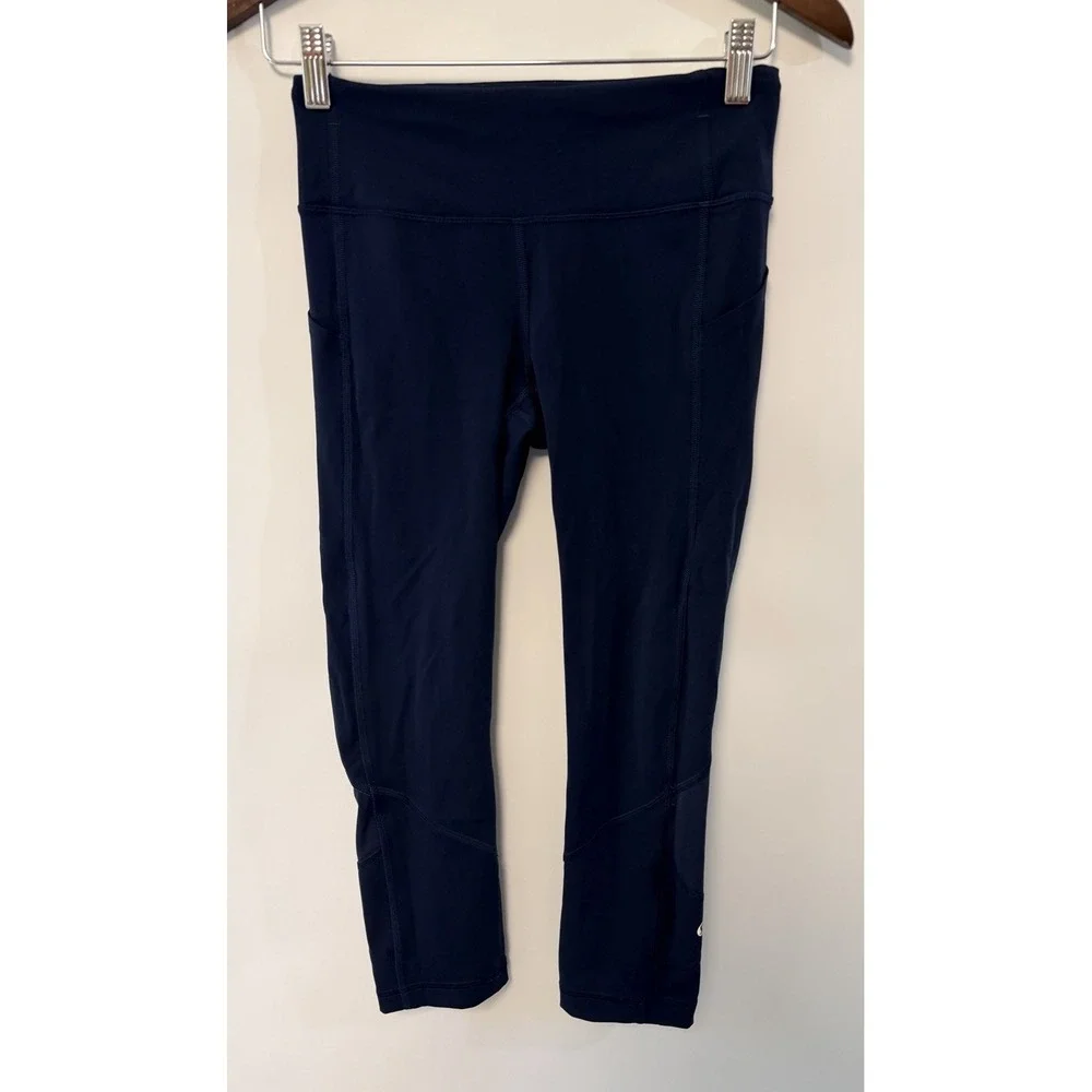Lululemon Leggings Womens Sz 4 Navy Run With The Waves Athleisure Running Yoga